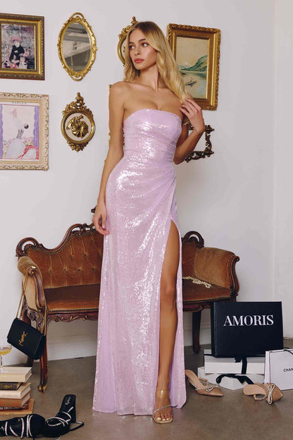 Amoris T724 Sleek Strapless Sequin Fitted Gown by DiscountDressShop