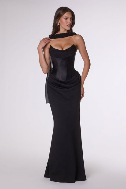 Amoris T732 Strapless Fitted Column Semi-Formal Gown by DiscountDressShop