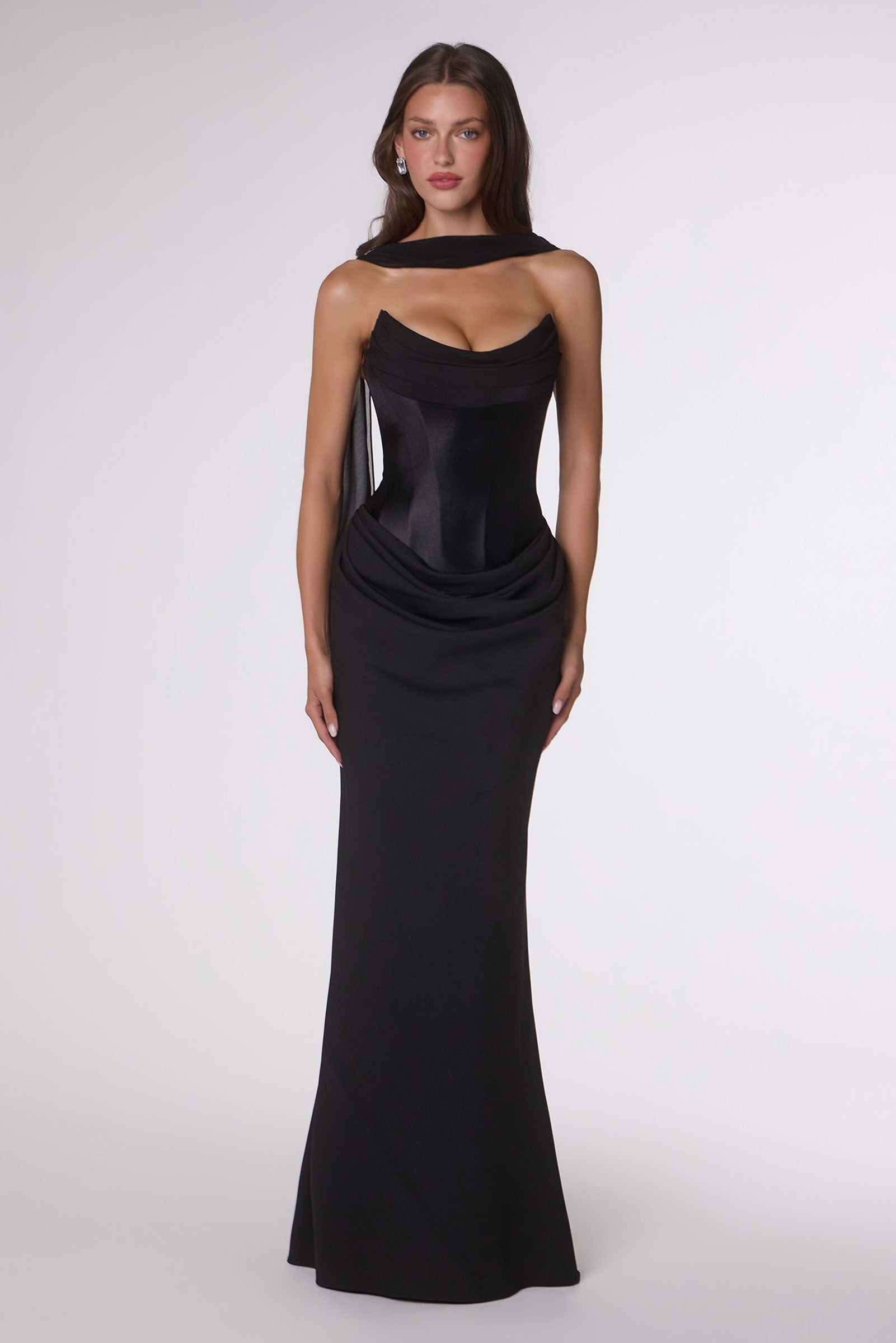 Amoris T732 Strapless Fitted Column Semi-Formal Gown by DiscountDressShop