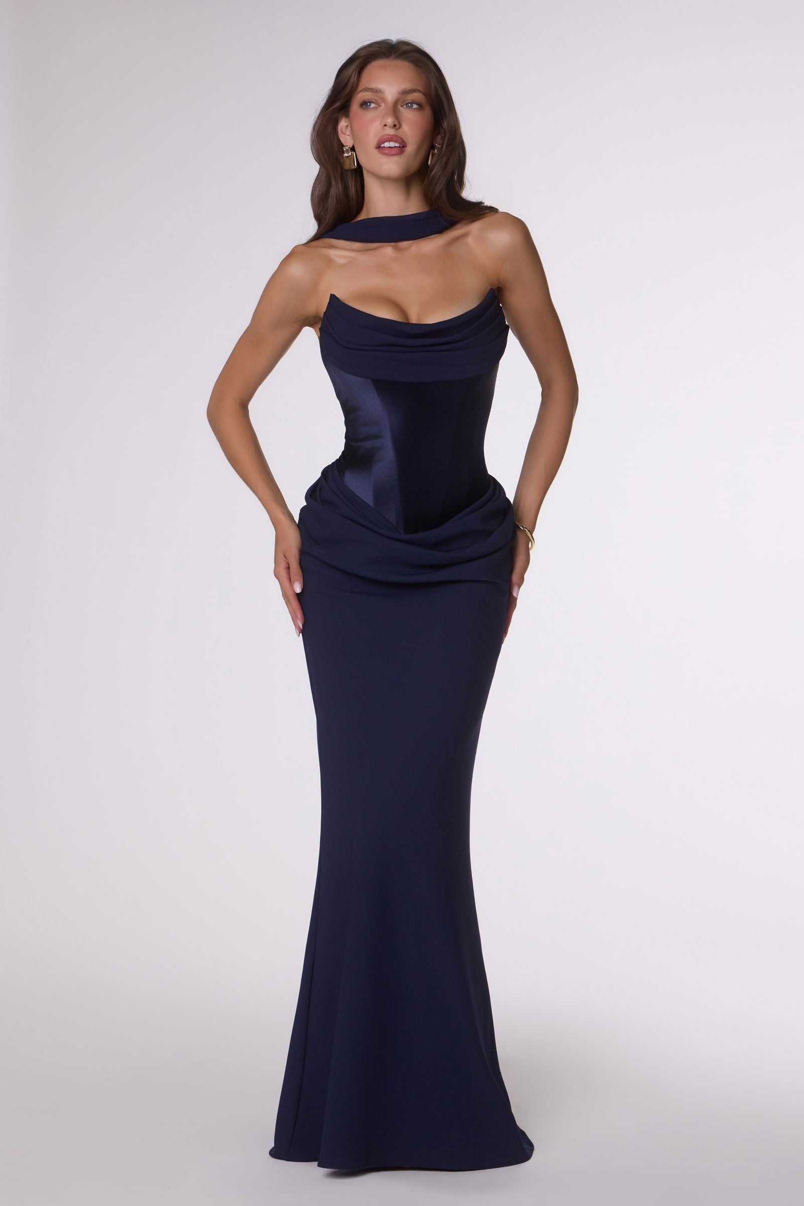 Amoris T732 Strapless Fitted Column Semi-Formal Gown by DiscountDressShop