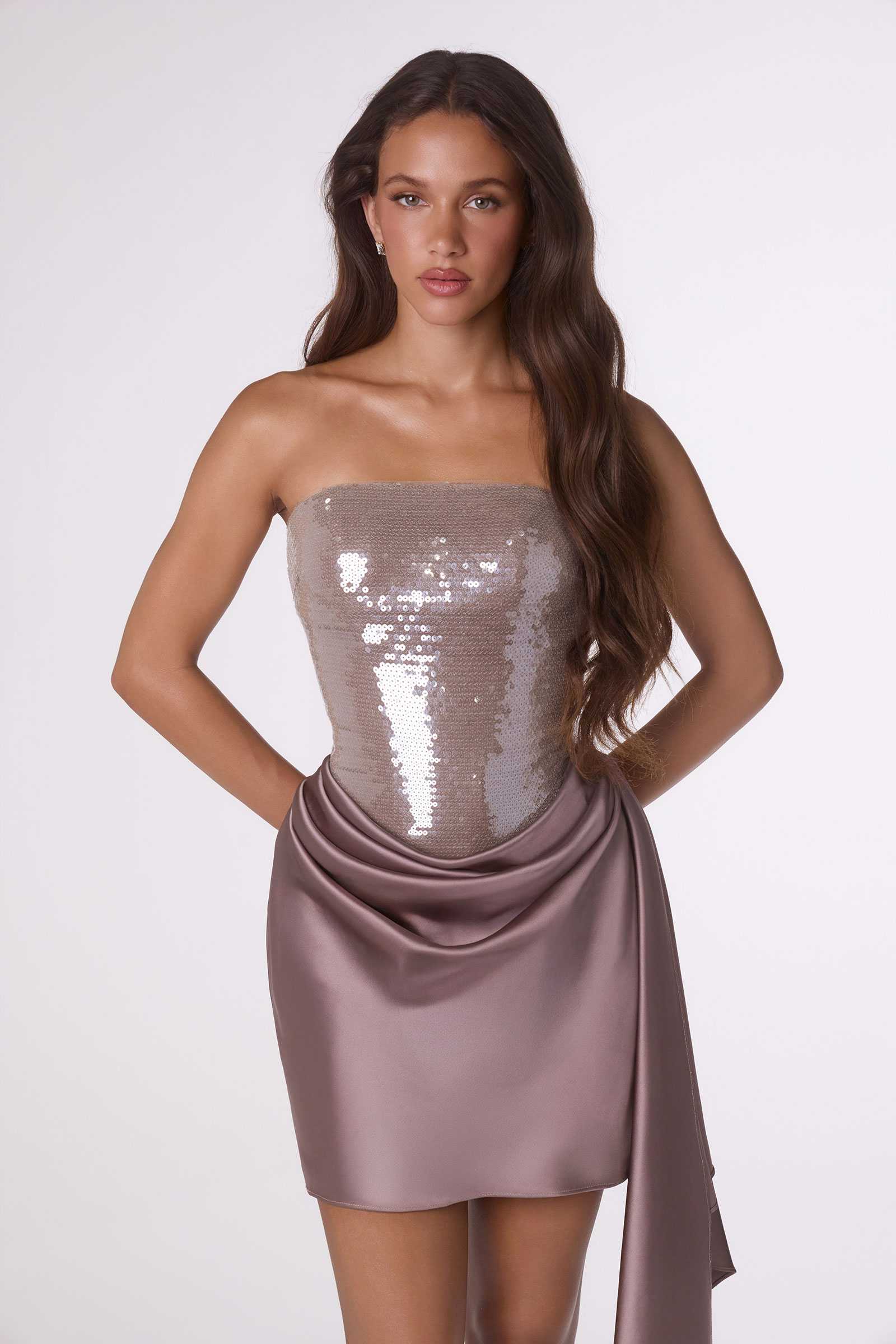 Amoris T734 Sculpted Modern Fit Strapless Mini Dress by DiscountDressShop