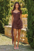 Amoris T736 Fitted Off the Shoulder Satin Mini Dress by DiscountDressShop