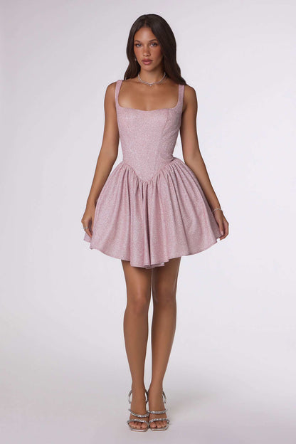 Amoris T738 Short Fitted Bodice Tiered Ruffle Mini Skirt Dress by DiscountDressShop