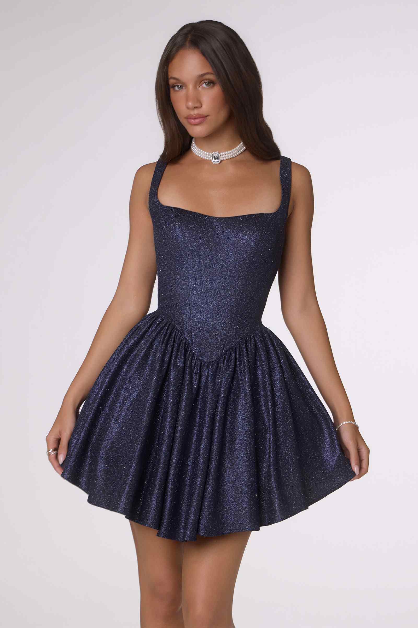 Amoris T738 Short Fitted Bodice Tiered Ruffle Mini Skirt Dress by DiscountDressShop