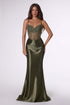 Amoris T819 Sleek Fitted Stretch Satin Sheer Corset Mermaid Gown by DiscountDressShop