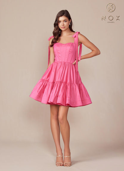 Nox Anabel T869 Dress A-Line Semi Sweetheart Ribbon Straps by DiscountDressShop