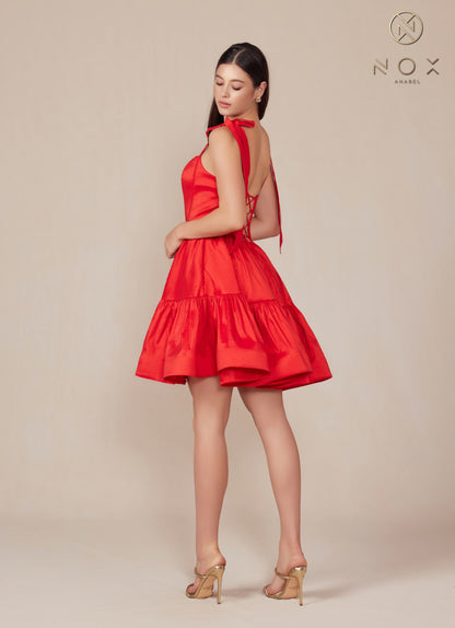 Nox Anabel T869 Dress A-Line Semi Sweetheart Ribbon Straps by DiscountDressShop