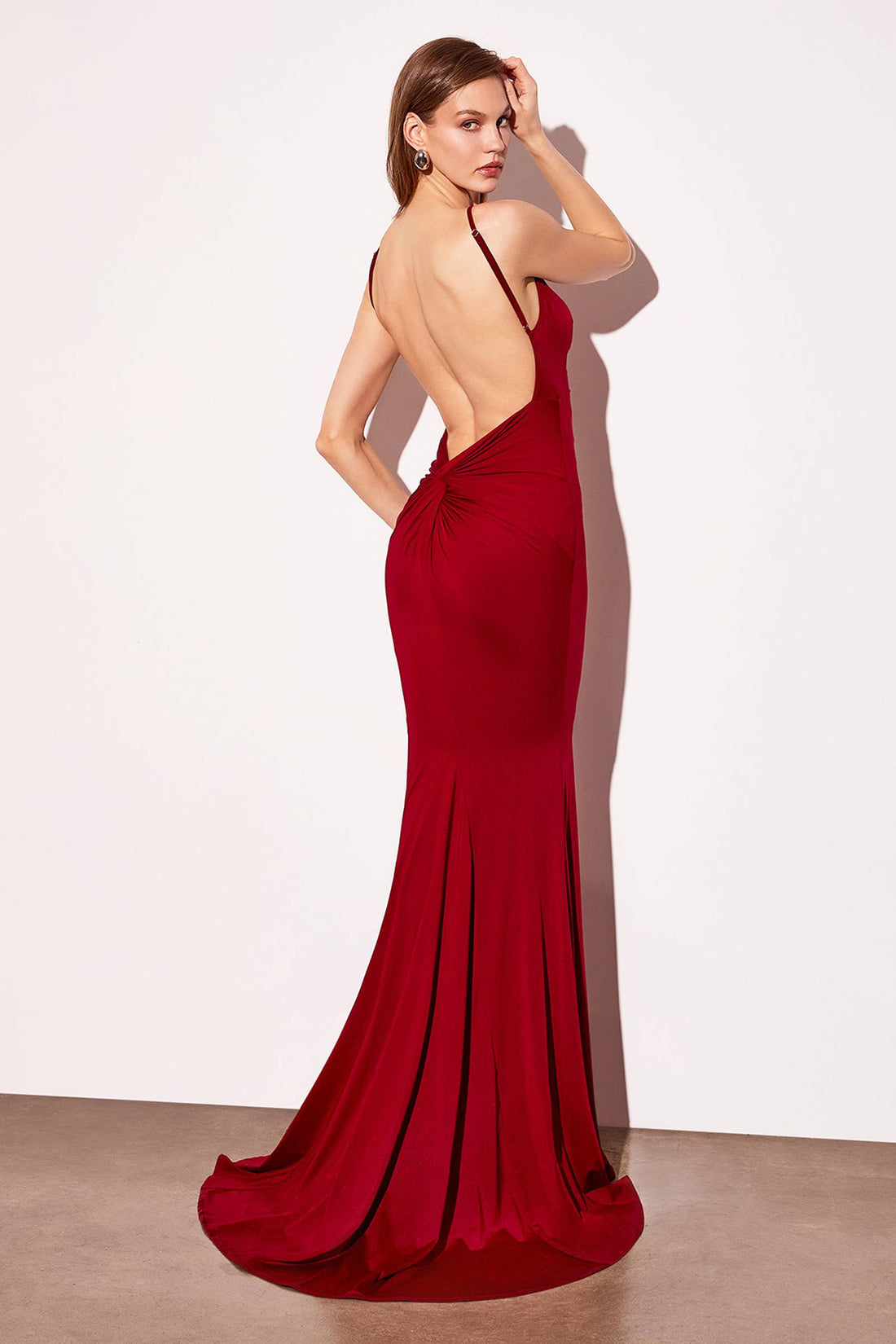 Astee T905 Long V-Neckline Open Back Fitted Evening Gown by DiscountDressShop