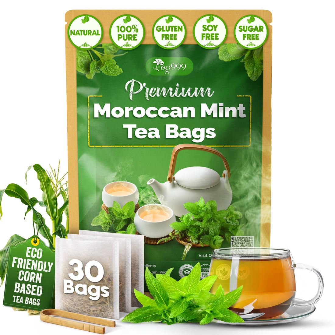 Premium Moroccan Mint Green Tea | Traditional Green Tea with Spearmint – Premium Quality Herbal Blend. by FreshDrinkUS - Natural and Premium Herbal Tea