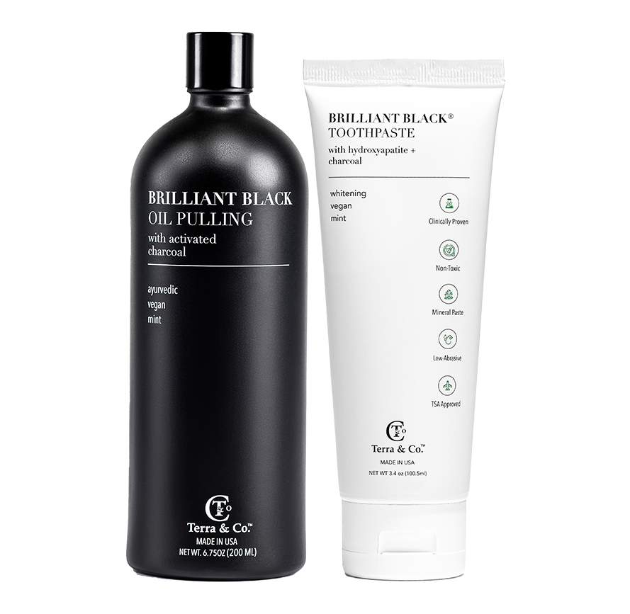 Brilliant Black® Oil Pulling – Ayurvedic Mouthwash for Teeth Whitening, Detox &amp; Gum Health by Terra &amp; Co.