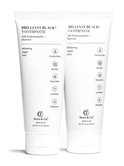 Natural Charcoal Toothpaste + Hydroxyapatite Bundle – Fluoride-Free Whitening &amp; Remineralizing Duo by Terra &amp; Co.