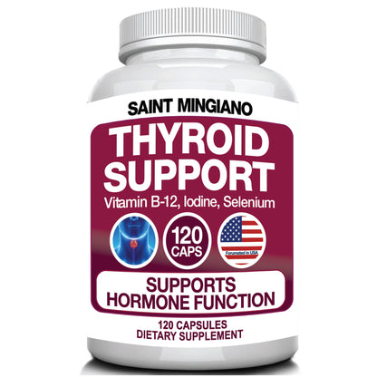 Thyroid Support Supplement with Iodine |120 Capsules to Help Body Mass &amp; Improve Energy by Saint Mingiano - Supplements &amp; Wellness Dedicated to Holistic Health