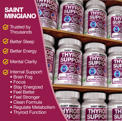 Thyroid Support Supplement with Iodine |120 Capsules to Help Body Mass &amp; Improve Energy by Saint Mingiano - Supplements &amp; Wellness Dedicated to Holistic Health