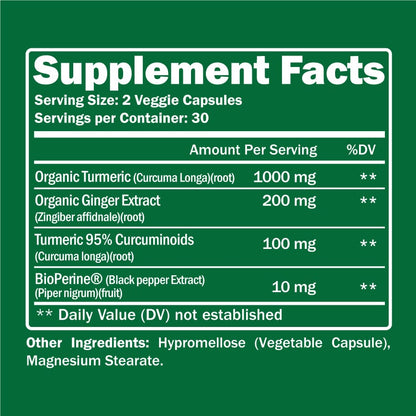 Organic Turmeric + Ginger 60 Capsules by Healthspan Holistic