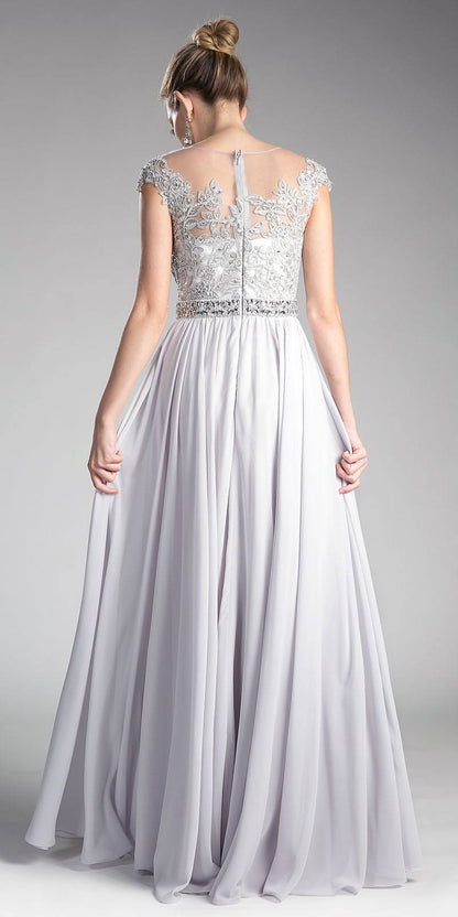CLEARANCE - Cinderella Divine UJ0011 Cap Sleeved Long Dress (Size S) by DiscountDressShop