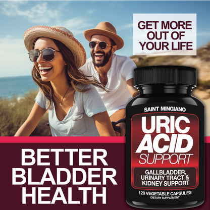 Uric Acid Support -120 Capsules - Supports Kidney Cleanse Detox &amp; Repair, Gallbladder &amp; Urinary Tract Issues by Saint Mingiano - Supplements &amp; Wellness Dedicated to Holistic Health