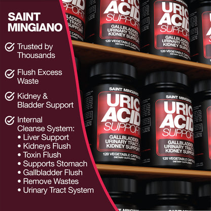 Uric Acid Support -120 Capsules - Supports Kidney Cleanse Detox &amp; Repair, Gallbladder &amp; Urinary Tract Issues by Saint Mingiano - Supplements &amp; Wellness Dedicated to Holistic Health