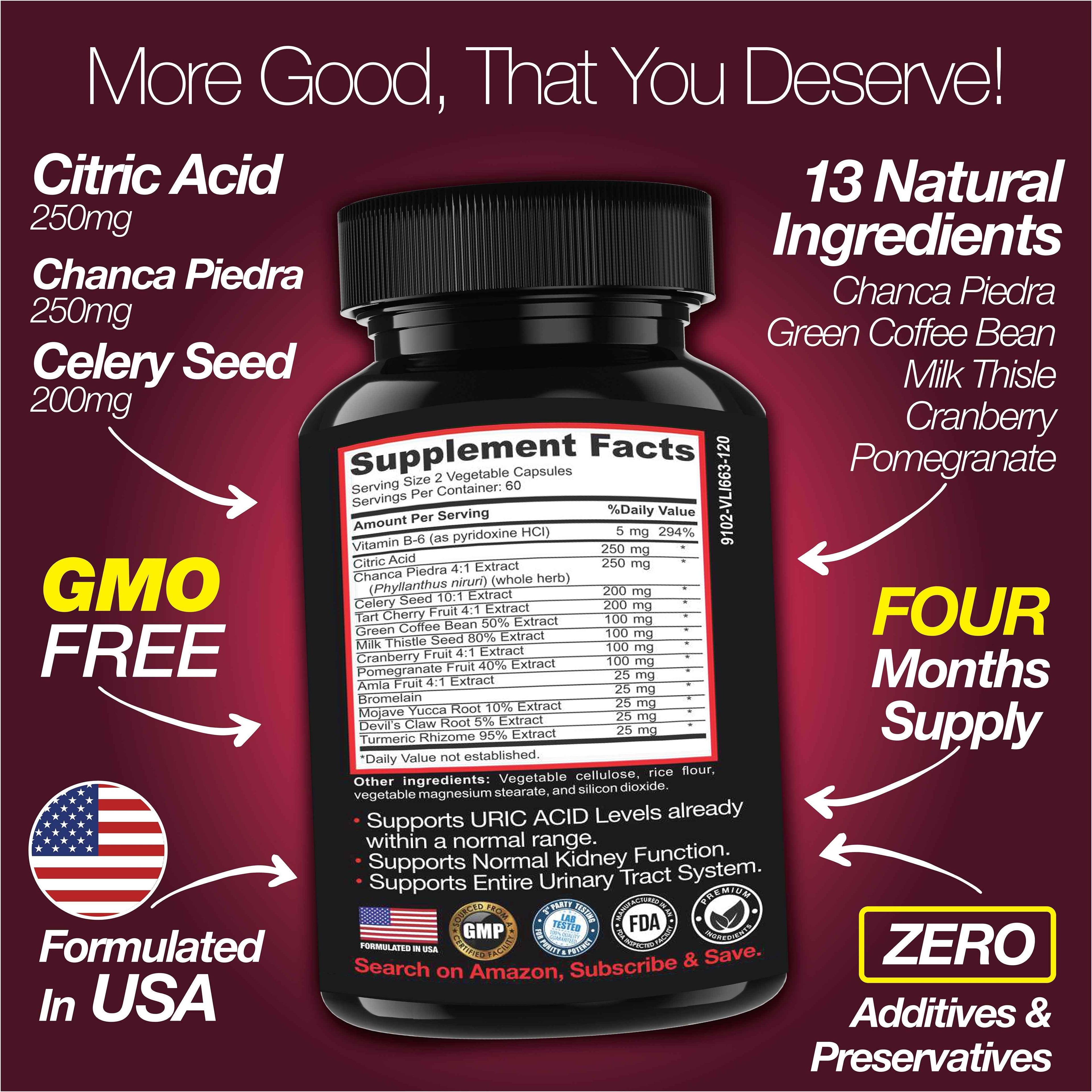 Uric Acid Support -120 Capsules - Supports Kidney Cleanse Detox &amp; Repair, Gallbladder &amp; Urinary Tract Issues by Saint Mingiano - Supplements &amp; Wellness Dedicated to Holistic Health