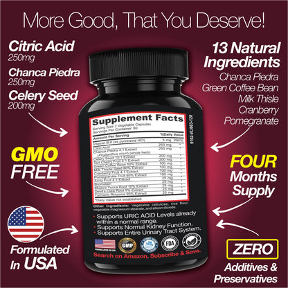 Uric Acid Support -120 Capsules - Supports Kidney Cleanse Detox &amp; Repair, Gallbladder &amp; Urinary Tract Issues by Saint Mingiano - Supplements &amp; Wellness Dedicated to Holistic Health
