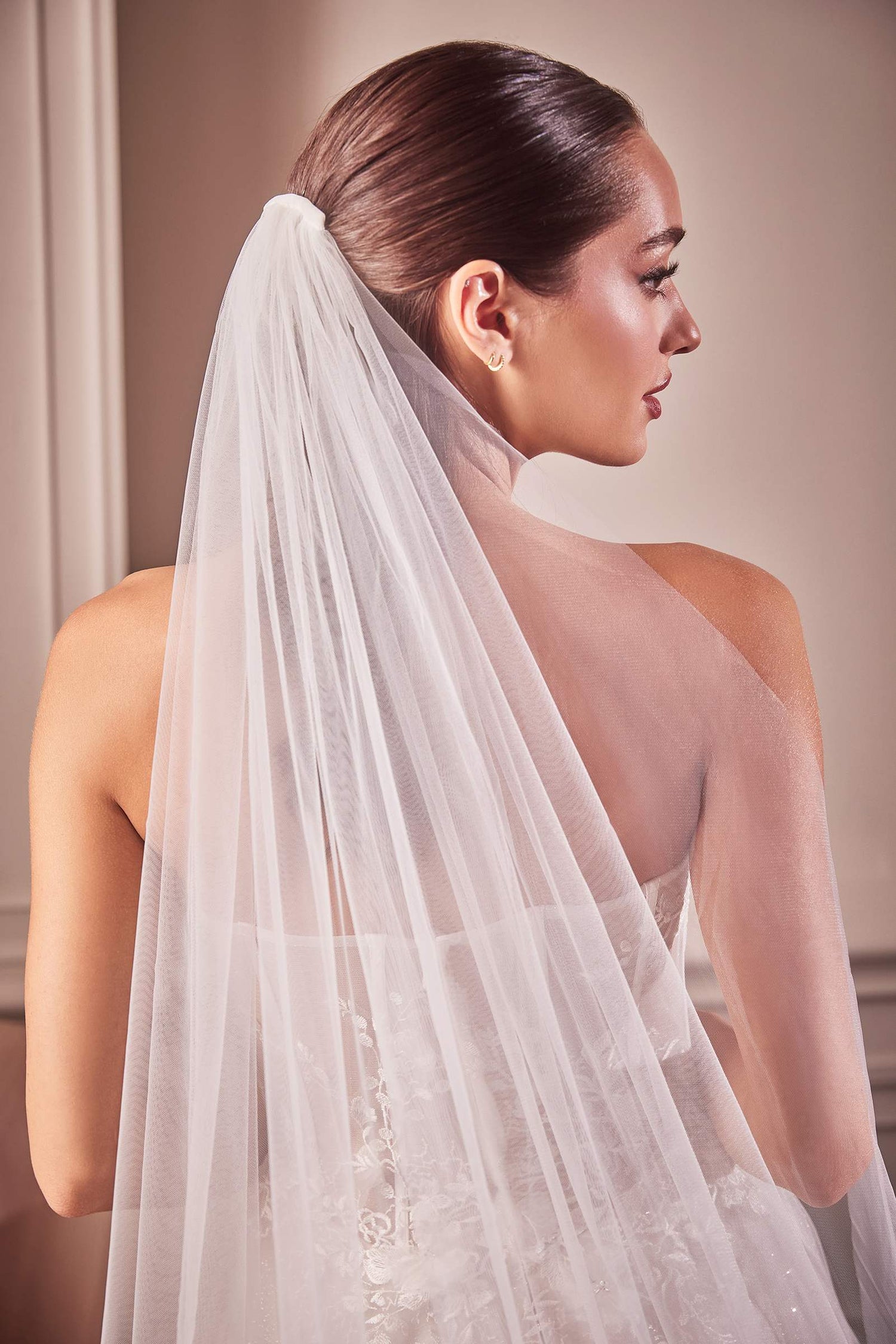 Embroidery Hem Lace Chapel Veil by DiscountDressShop