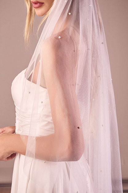 Pearl Drops Fingertip Veil by DiscountDressShop