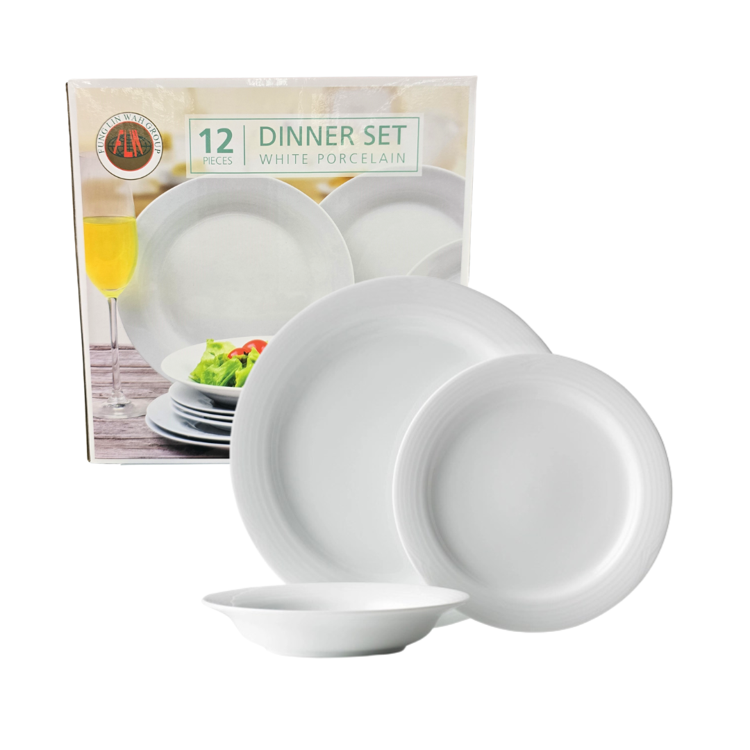 12 Piece Porcelain Dinnerware Set by Farmacias Savia