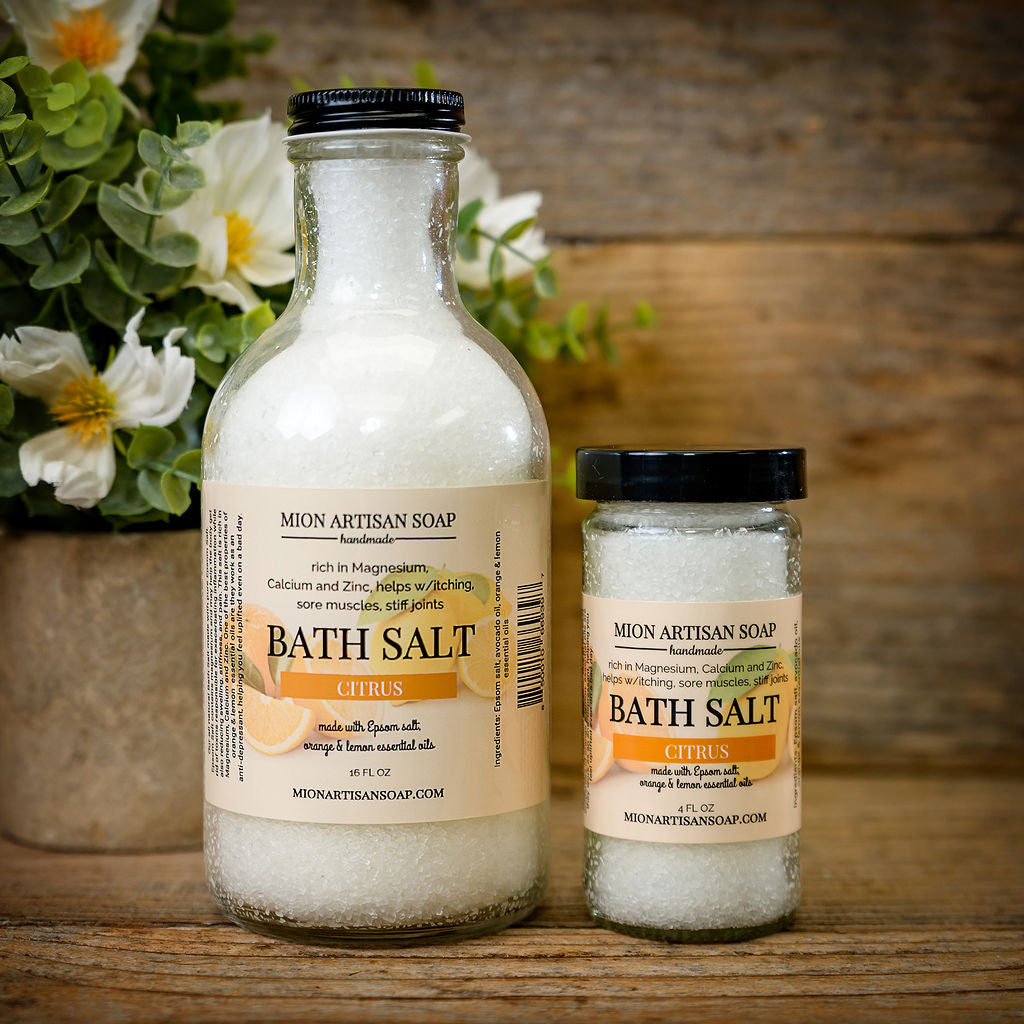 Epsom Salt Bath Salt With Citrus Essential Oils | For Muscle Soreness by MION Artisan Soap Co.