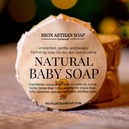 Natural Baby Soap | Unscented | Cocoa Butter &amp; Shea Butter Soap by MION Artisan Soap Co.