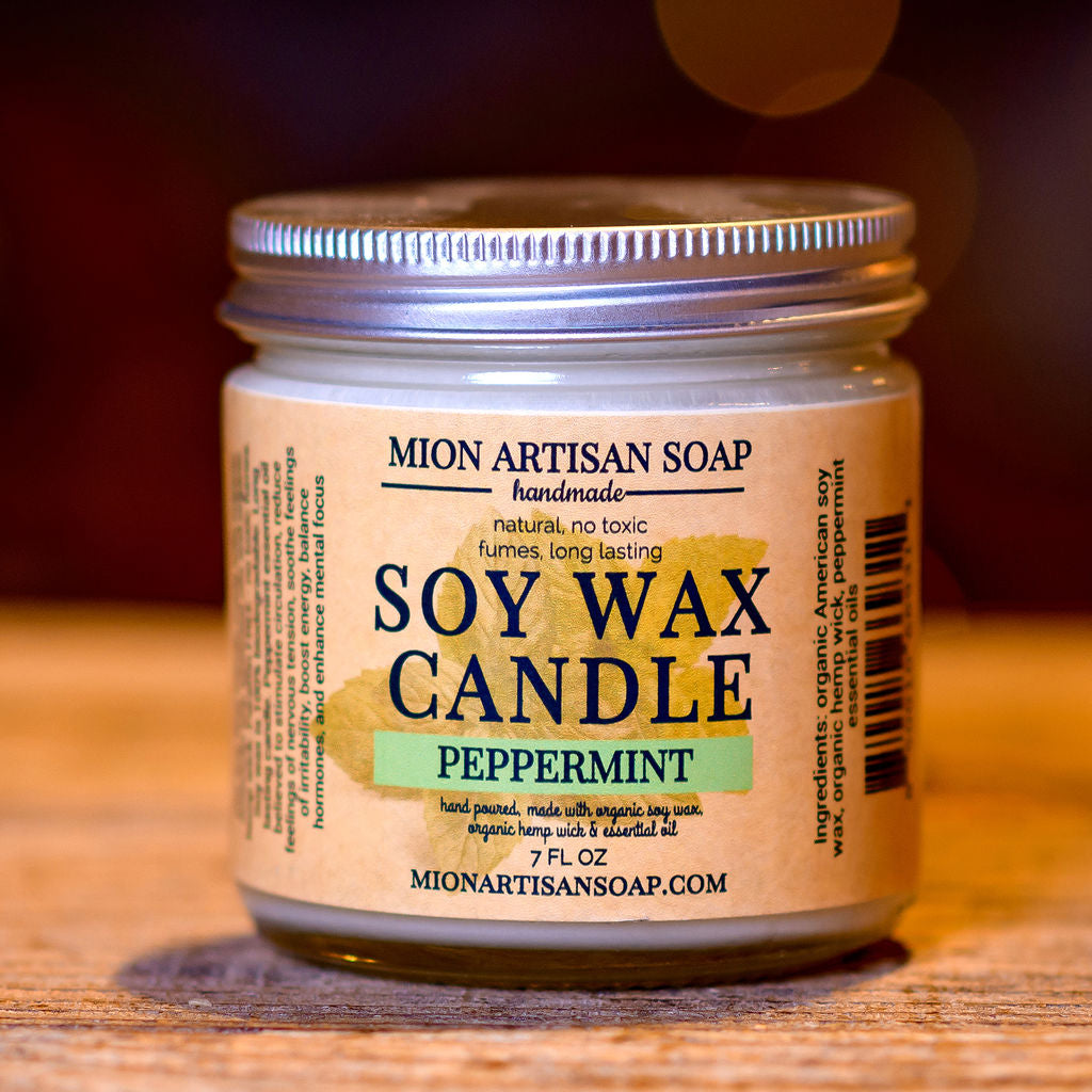 Peppermint Soy Wax Candle | Long Lasting | 100% Natural by MION Artisan Soap Co.
