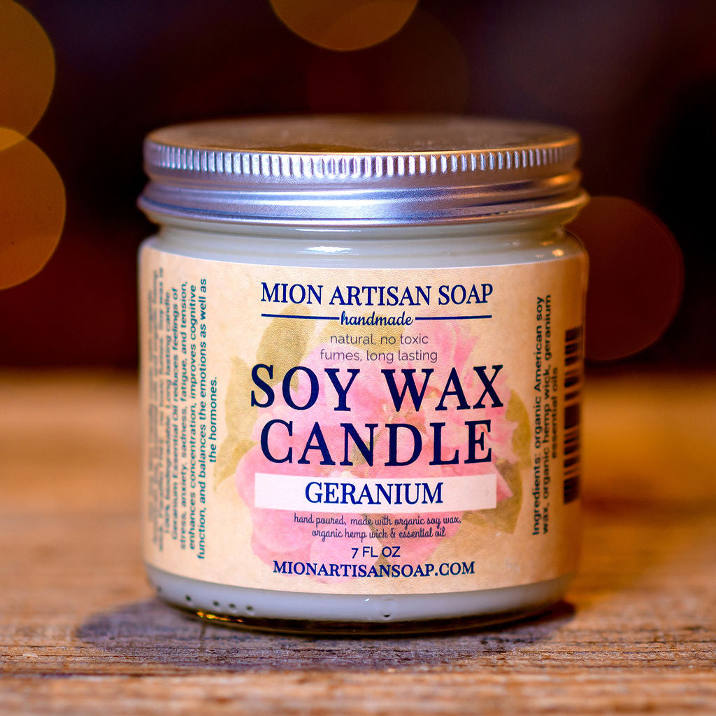 Geranium Soy Wax Candle | Long Lasting | 100% Natural by MION Artisan Soap Co.