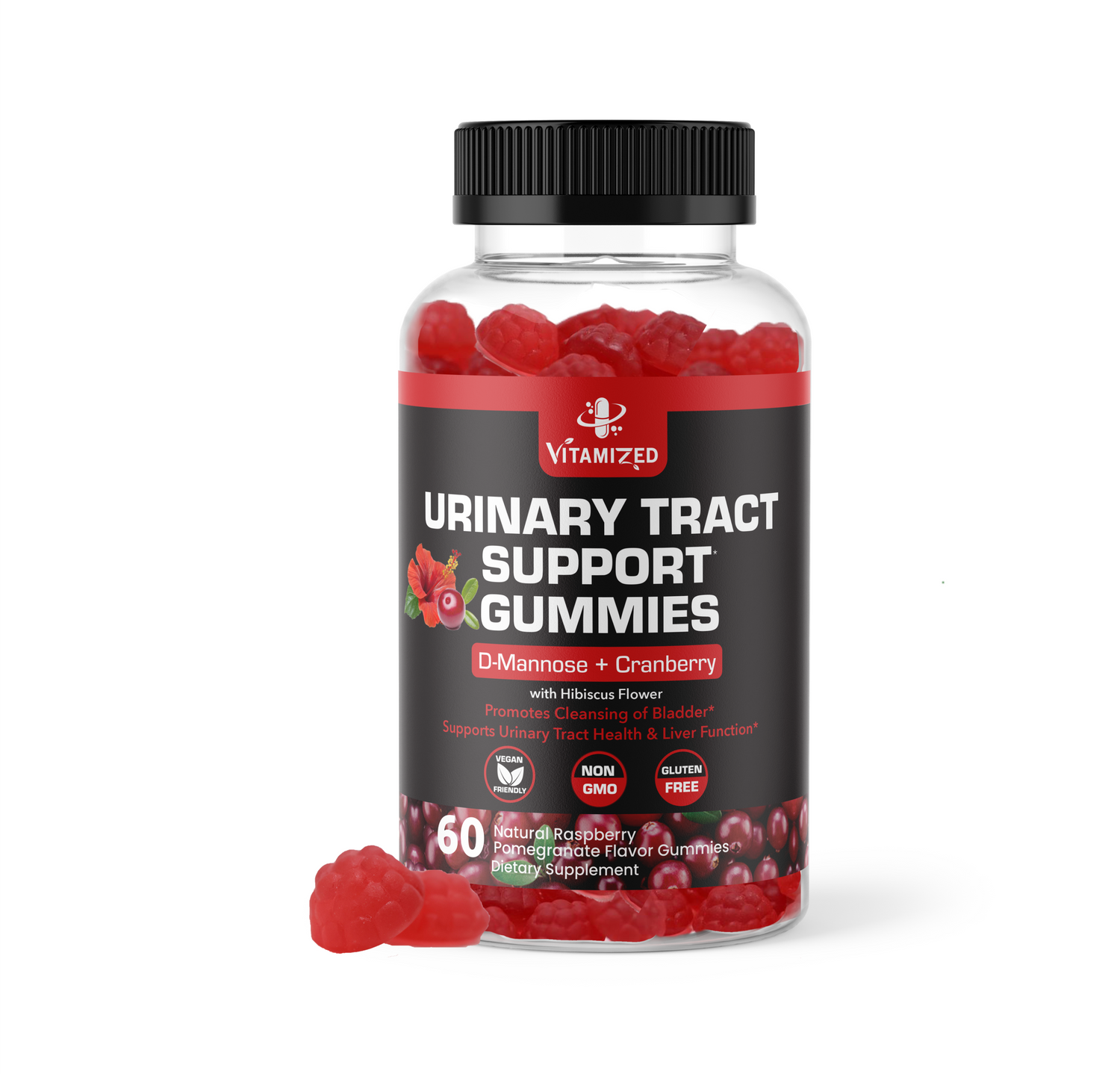 Powerful Cranberry Gummies with D-Mannose - Urinary Tract Health - Fast-Acting Bladder Support Supplement - 60 Count by The VITAMIZED Shop