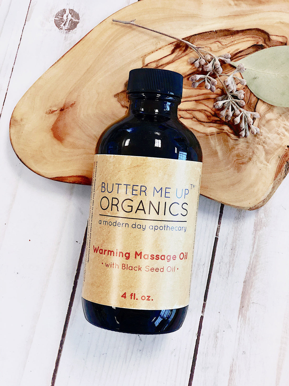 Organic Warming Massage Oil / Muscle Ache Reliever by Butter Me Up Organics