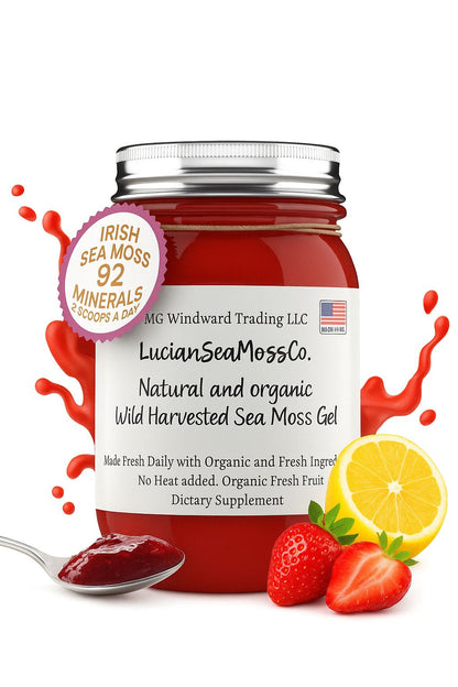 Fresh Organic Strawberry Lemonade Infused Sea Moss Gel by Seamoss Global