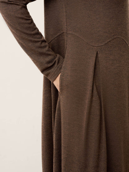 Wool Arc-Panel Sculpted Pleats Midi Dress CALISTA by LINTICO