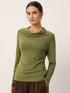 Wool Cowl Drape Stretch Long Sleeve Top INEKE by LINTICO
