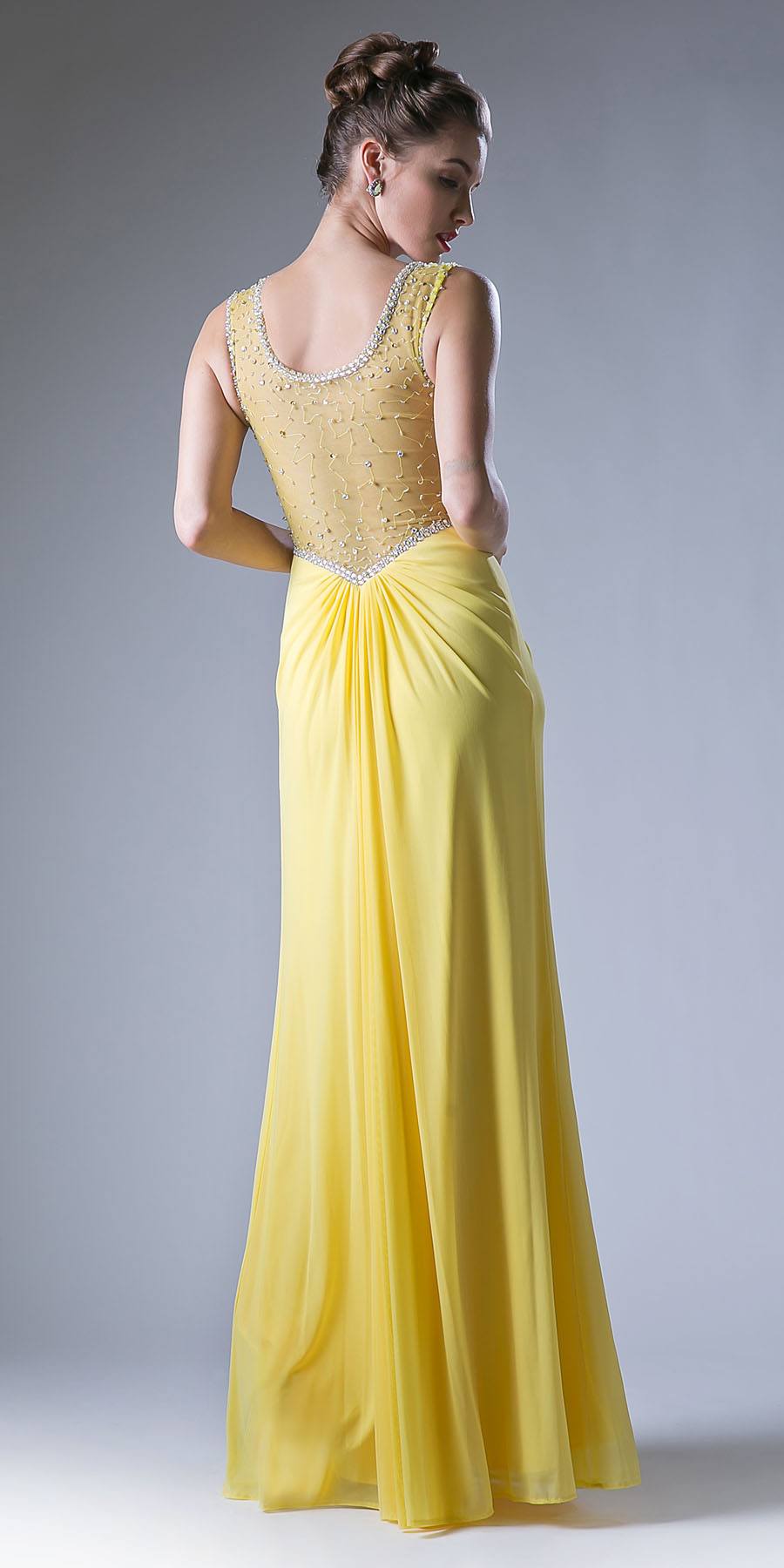 Cinderella Divine XP13 Illusion Ruched Bodice Long Dress by DiscountDressShop