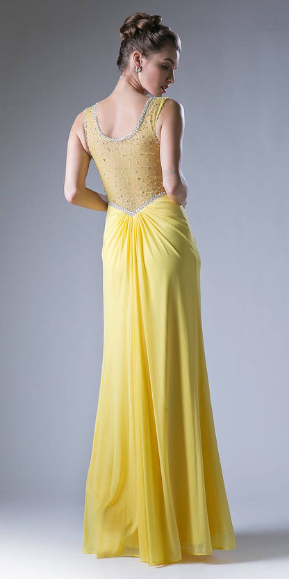Cinderella Divine XP13 Illusion Ruched Bodice Long Dress by DiscountDressShop