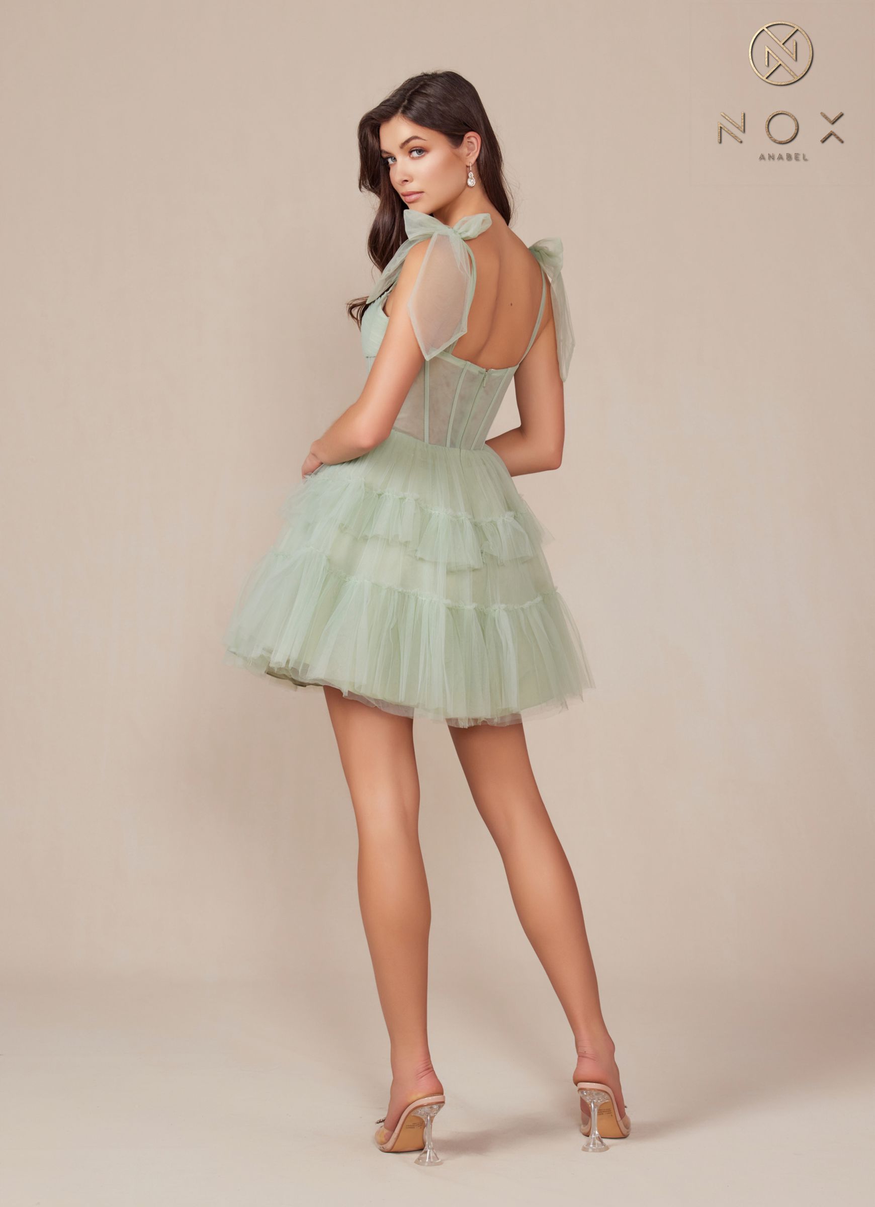 Nox Anabel Y858 Dress Short A-Line Ruffled Tiered Tulle Skirt by DiscountDressShop
