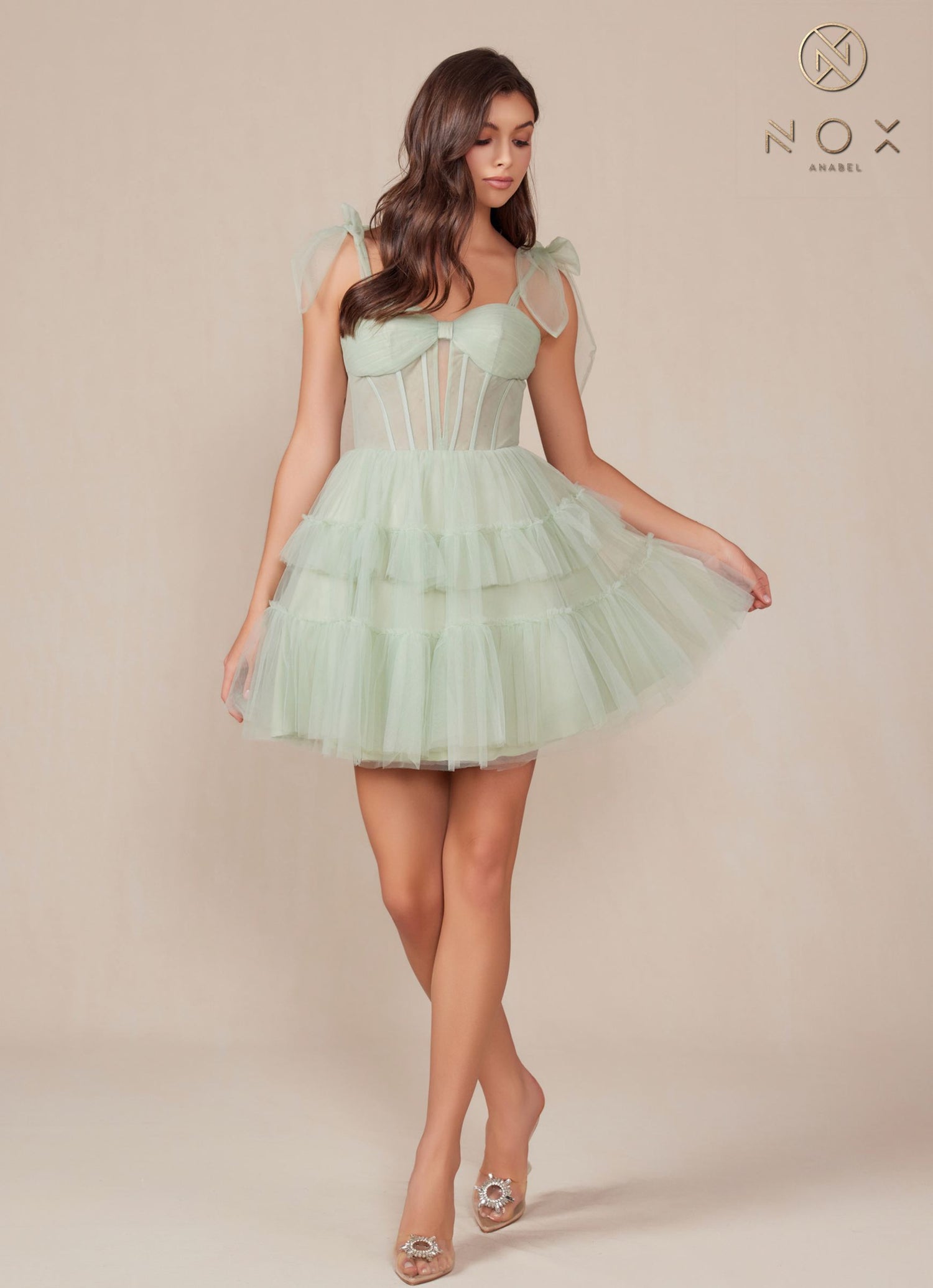 Nox Anabel Y858 Dress Short A-Line Ruffled Tiered Tulle Skirt by DiscountDressShop