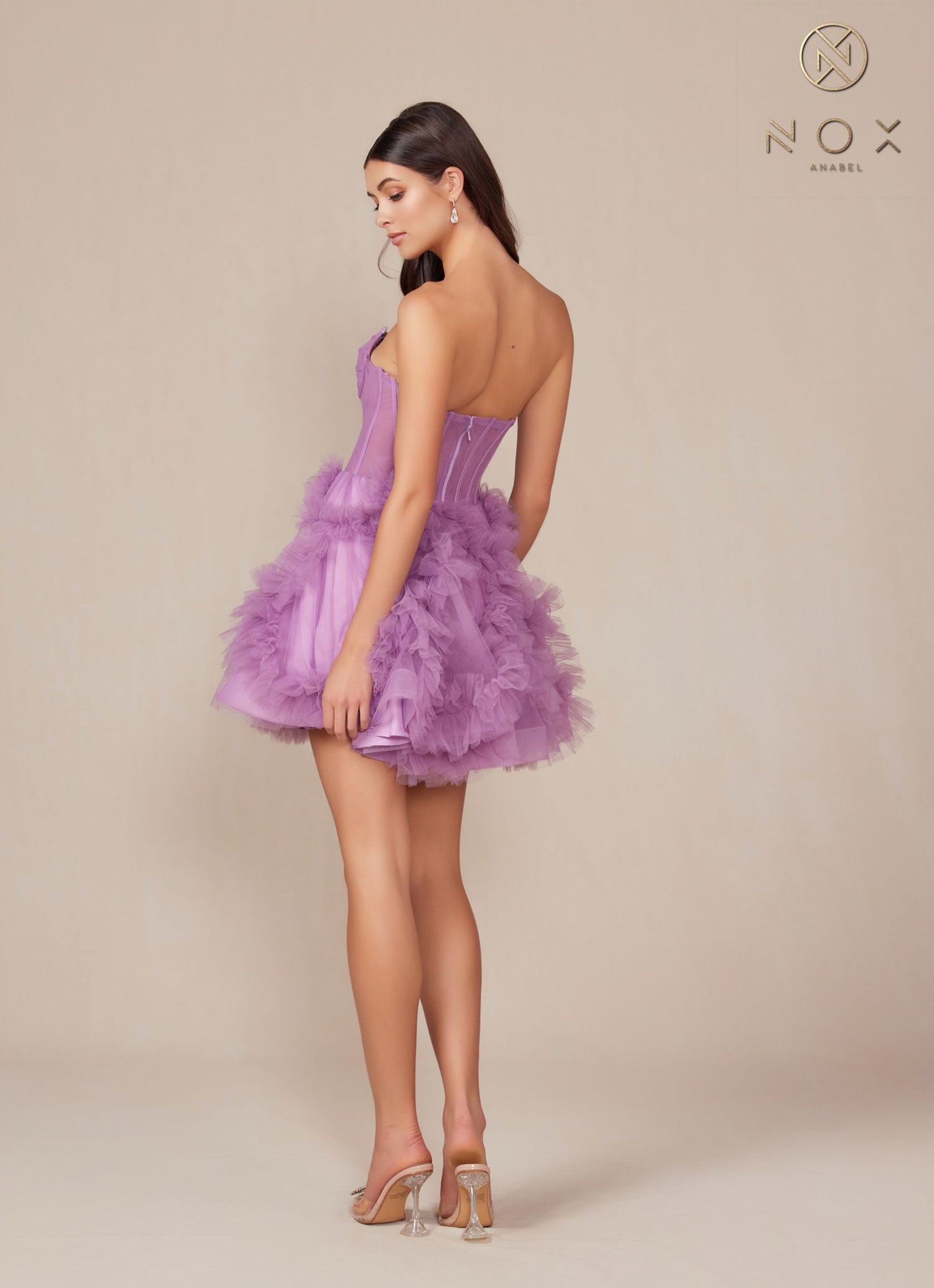 Nox Anabel Y859 Dress Strapless Sweetheart A-Line Ruffled Skirt by DiscountDressShop
