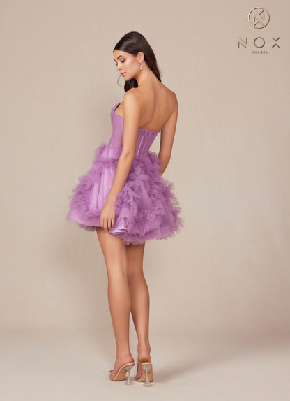 Nox Anabel Y859 Dress Strapless Sweetheart A-Line Ruffled Skirt by DiscountDressShop