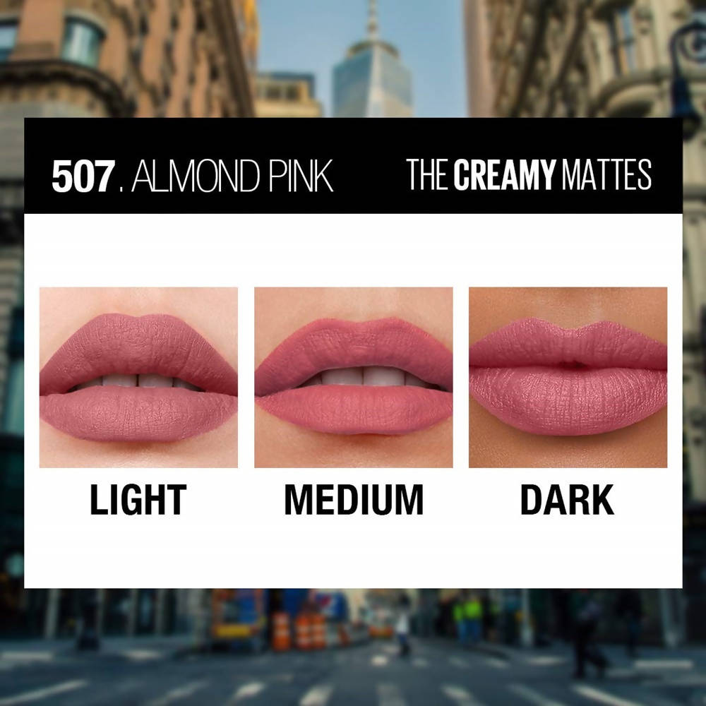 Maybelline New York Color Sensational Creamy Matte Lipstick / 507 Almond Pink by Dista