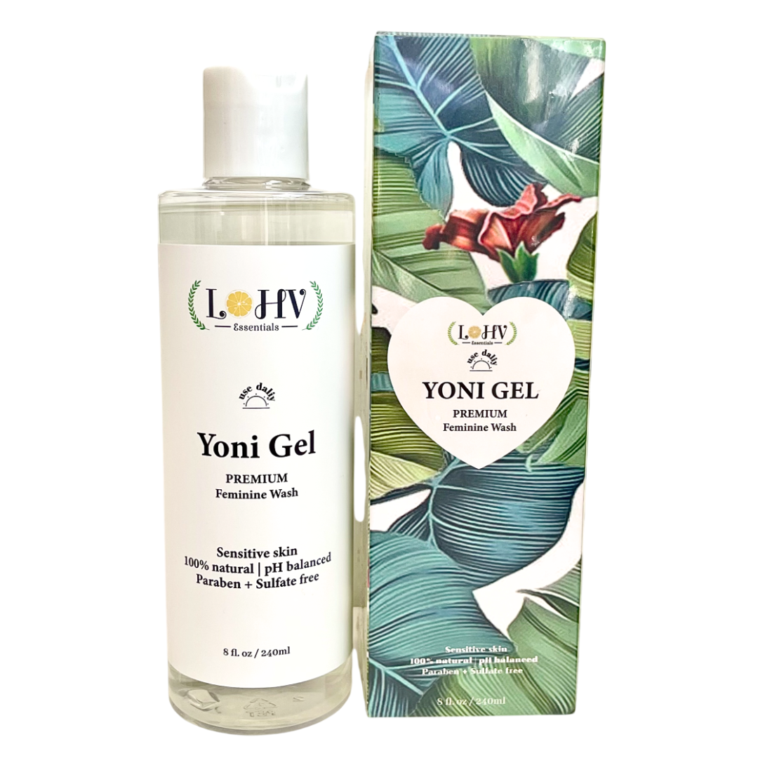 PREMIUM Herbal LOHV YONI GEL pH Balancing Intimate Wash: Eliminate Odor, Cleanse Vulva, Maintain a Healthy pH Balance with Palm Kernel Oil + Rose Oil + Aloe Vera Leaf by LOHV ESSENTIALS