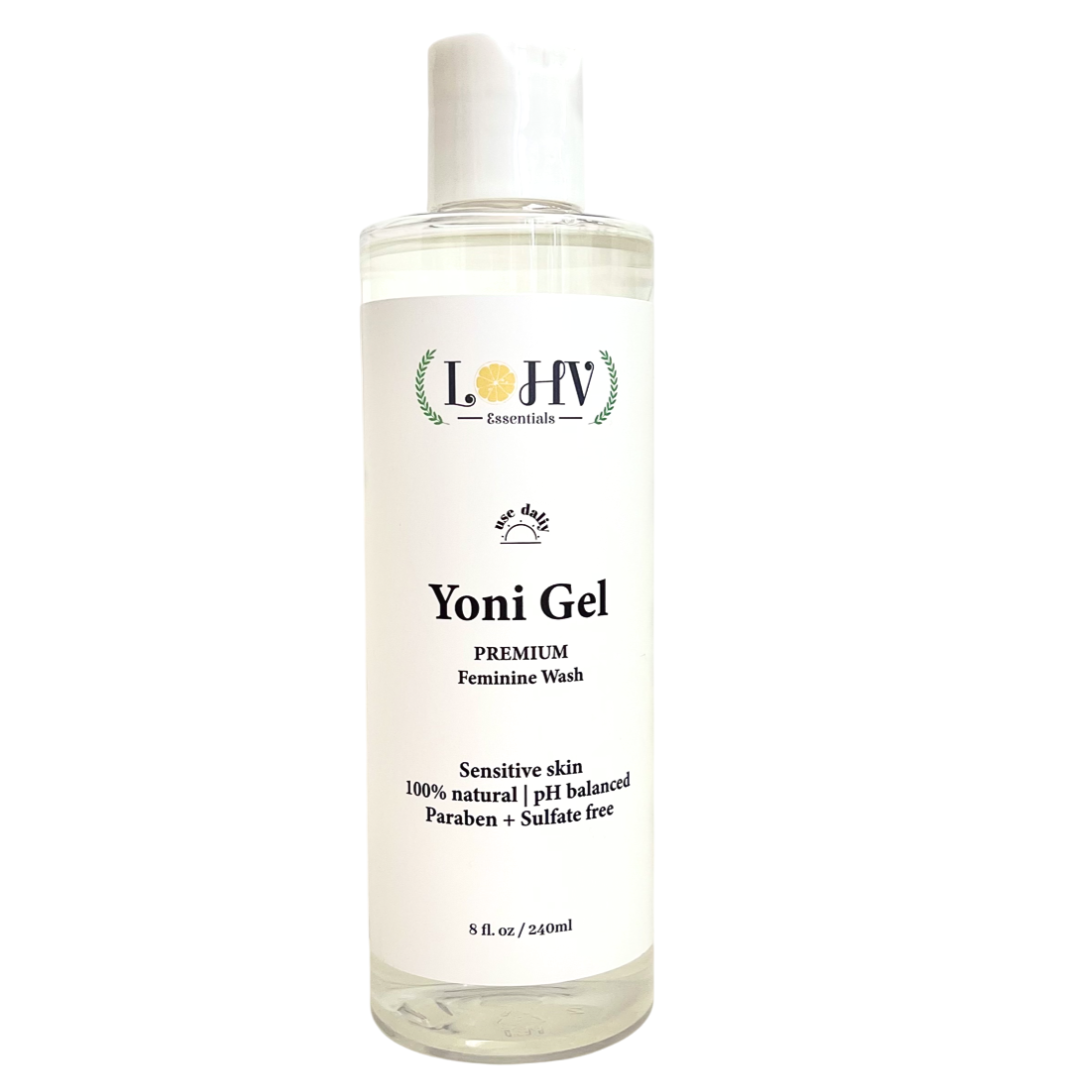 PREMIUM Herbal LOHV YONI GEL pH Balancing Intimate Wash: Eliminate Odor, Cleanse Vulva, Maintain a Healthy pH Balance with Palm Kernel Oil + Rose Oil + Aloe Vera Leaf by LOHV ESSENTIALS