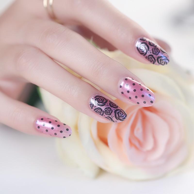 Pink Rose Dots by Candied Nails