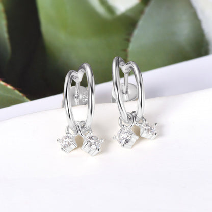 Platinum-Plated Pure Sterling Silver Sparkala™ C-Hoop Earrings by Sparkala