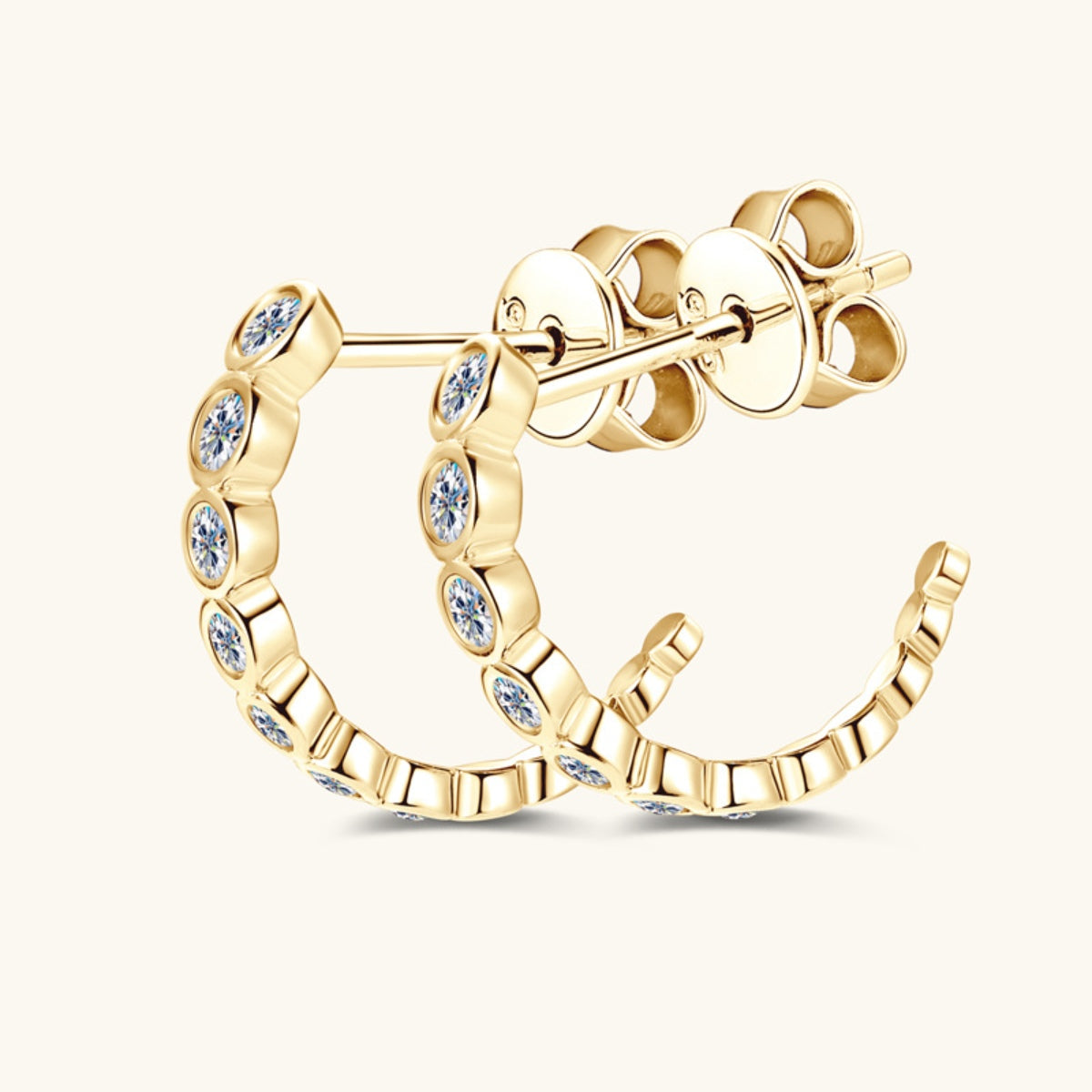 Inlaid Sparkala™ Pure Sterling Silver C-Hoop Earrings by Sparkala