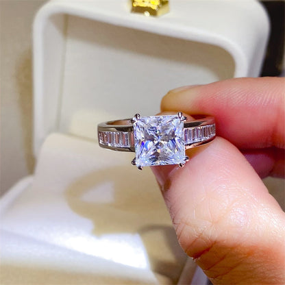 3 Carat Princess-Cut Sparkala™ Pure Sterling Silver Square Shape Ring by Sparkala
