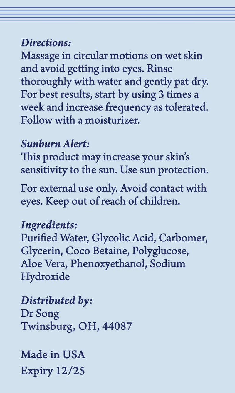Korean Skin Care - Glycolic Acid Face Wash - Exfoliating Face Wash with 10% Glycolic Acid, AHA for anti Aging, Acne and Wrinkles Korean Beauty by Korean Skin Care