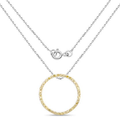0.30 Carat Genuine Diamond Yellow .925 Sterling Silver Pendant